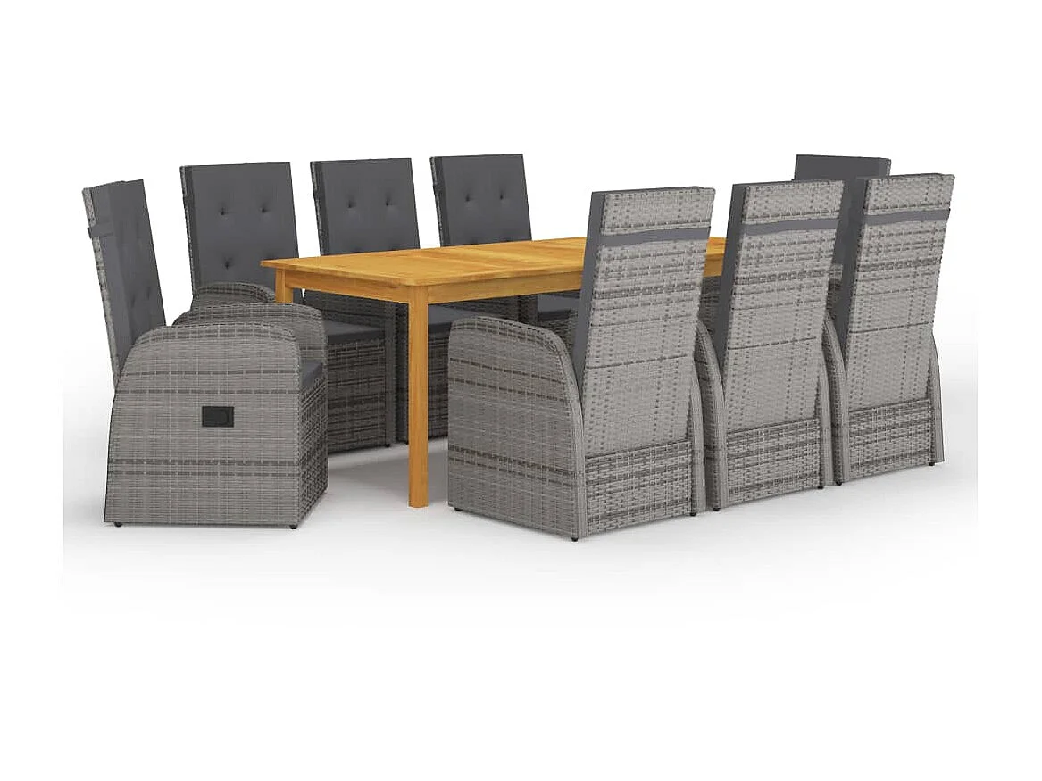 Ensemble de salle à manger de jardin 9 pcs Gris 11