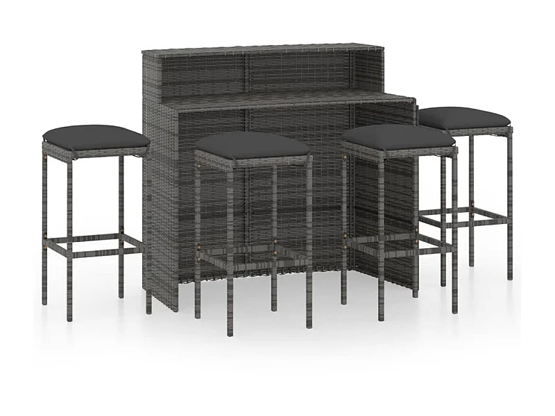 Ensemble de bar de jardin avec coussins 5 pcs Gris 8