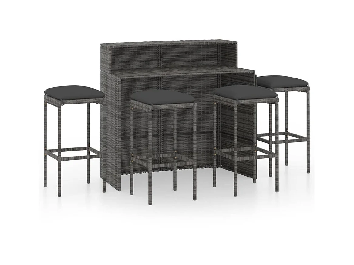Ensemble de bar de jardin avec coussins 5 pcs Gris 8