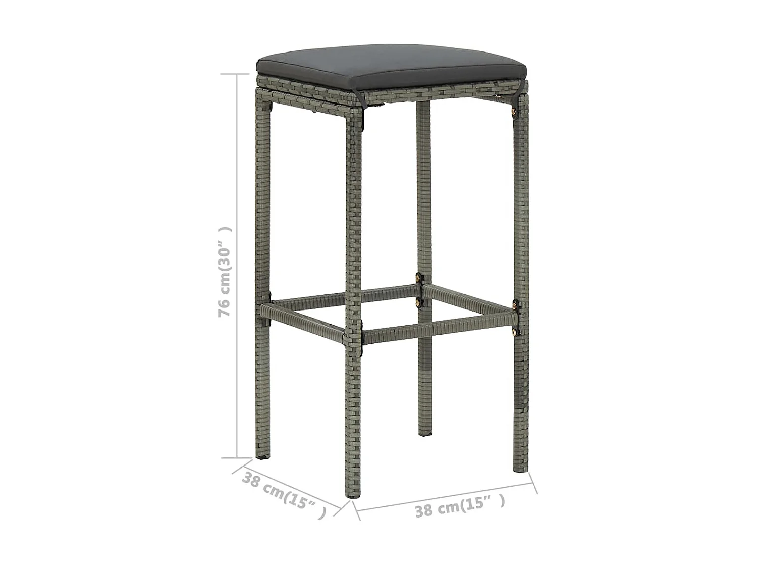 Ensemble de bar de jardin avec coussins 5 pcs Gris 8