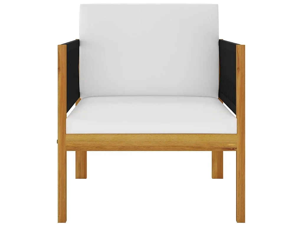 Salon de jardin 6 pcs avec coussins Crème Bois d'acacia solide