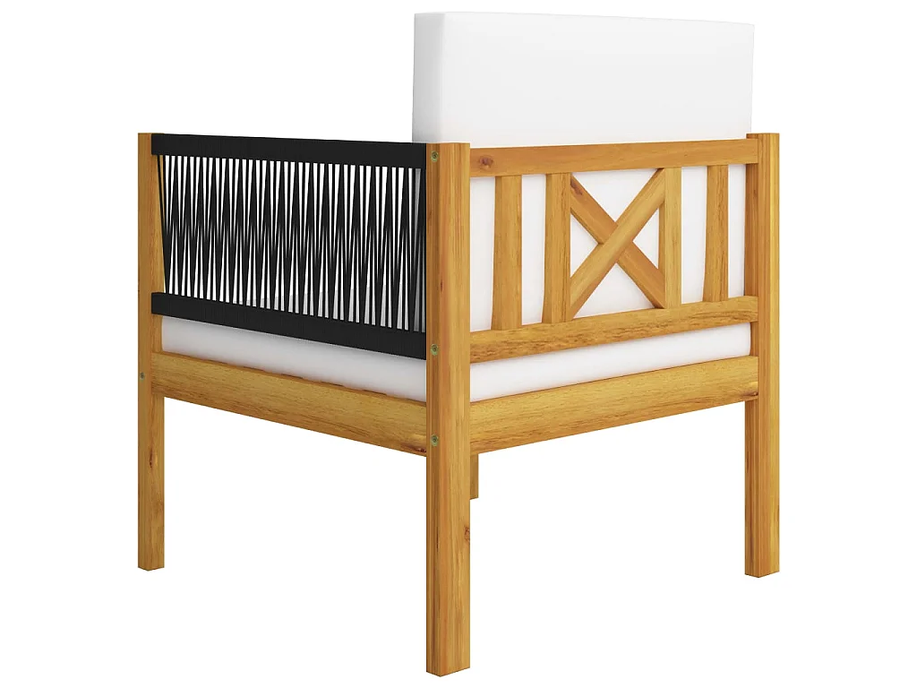 Salon de jardin 6 pcs avec coussins Crème Bois d'acacia solide