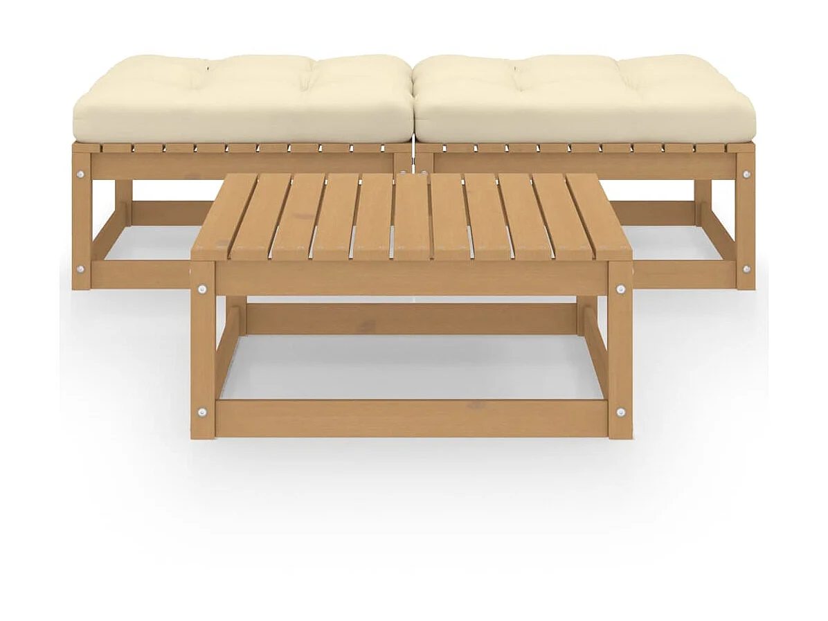 Salon de jardin 3 pcs avec coussins Bois de pin massif 11