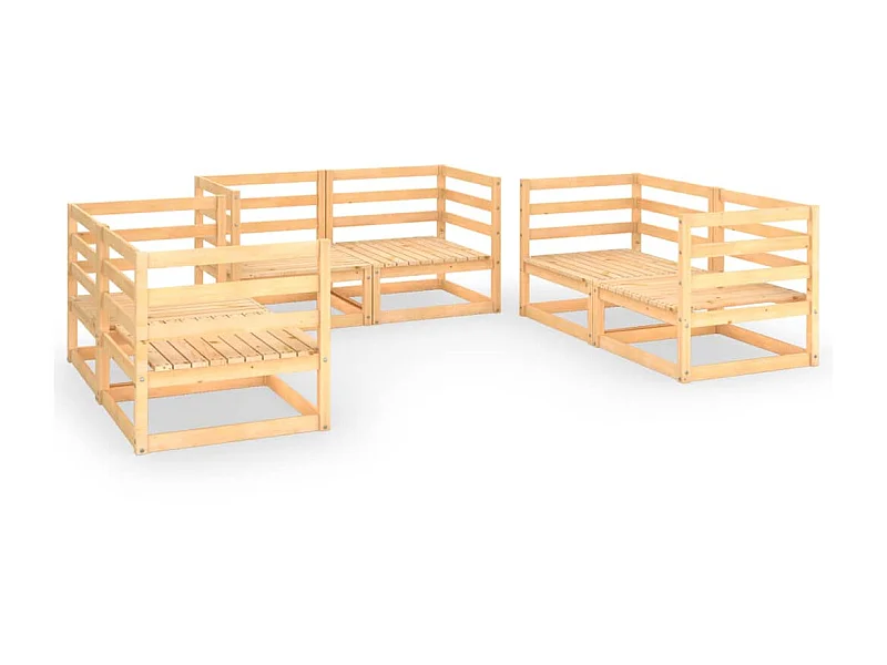 Salon de jardin 6 pcs Bois de pin massif 7