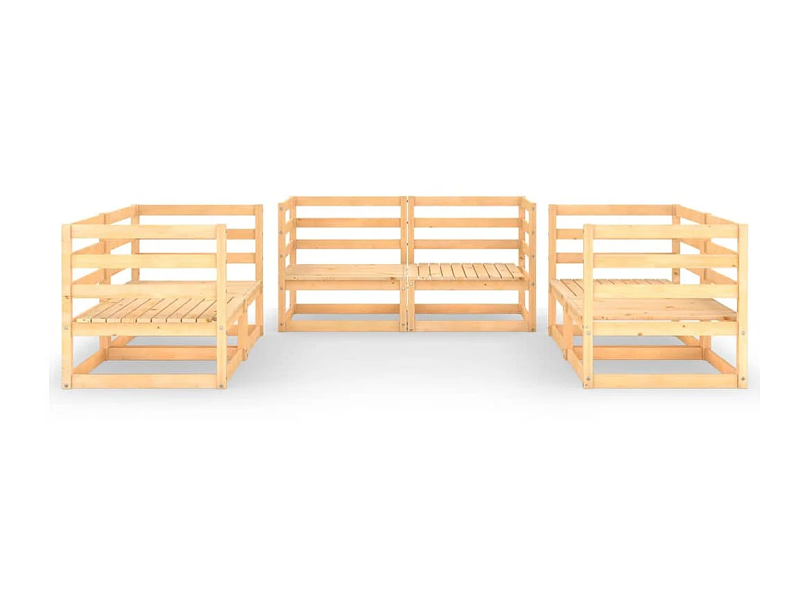 Salon de jardin 6 pcs Bois de pin massif 7
