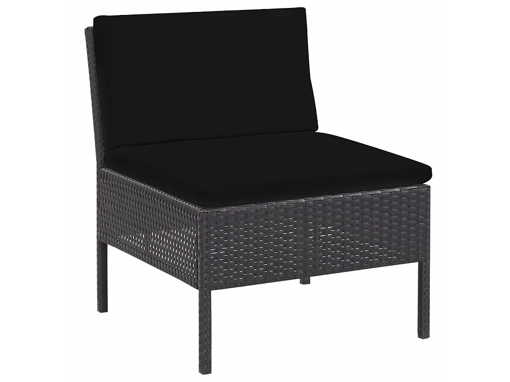 Salon de jardin 5 pcs avec coussins Résine tressée Noir 33