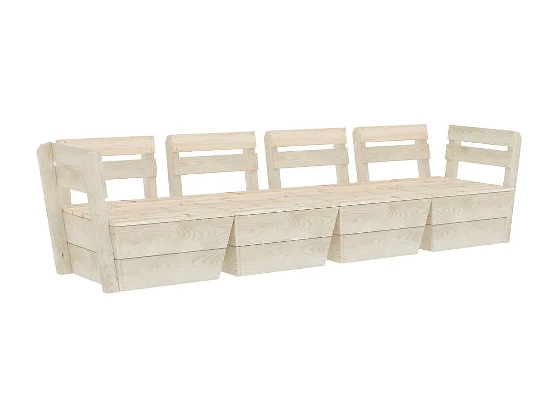 Canapé palette à 4 places de jardin Bois d'épicéa imprégné