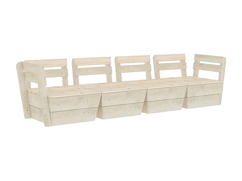 Canapé palette à 4 places de jardin Bois d'épicéa imprégné