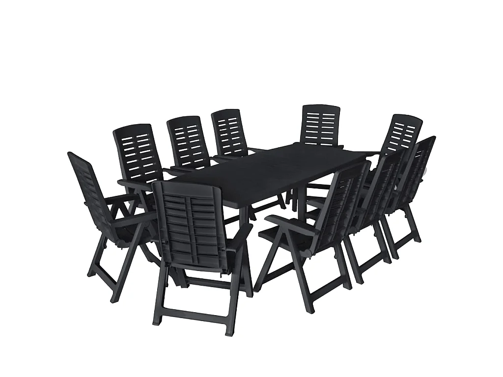 Ensemble de salle à manger de jardin 11pcs Plastique Anthracite