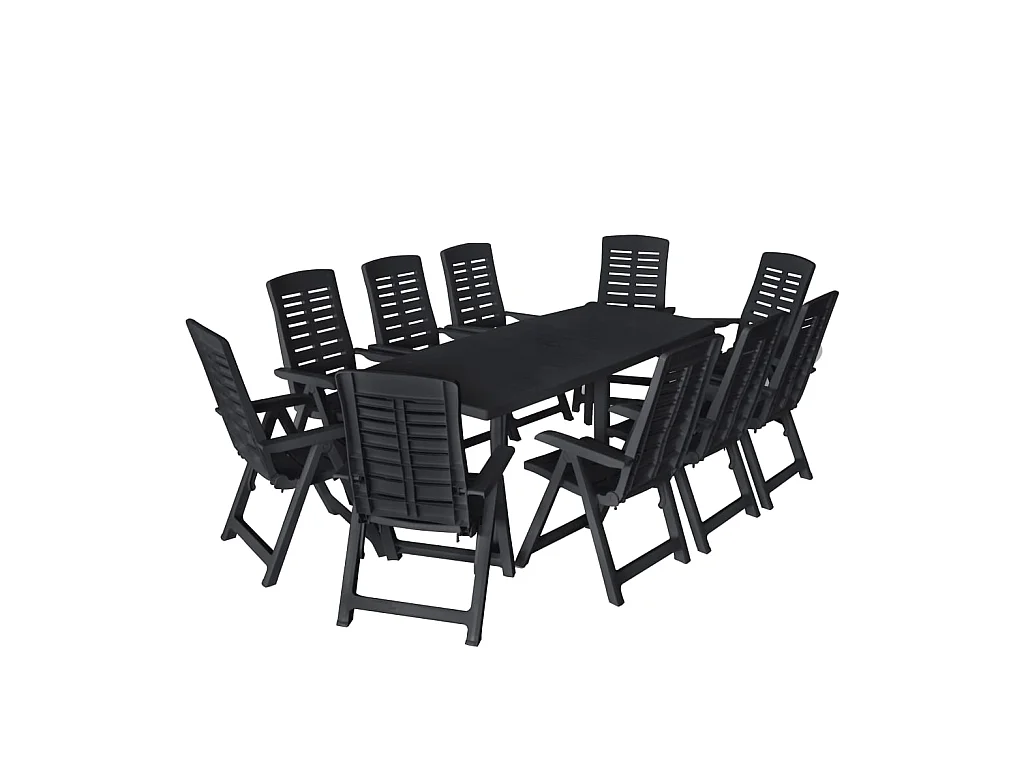 Ensemble de salle à manger de jardin 11pcs Plastique Anthracite