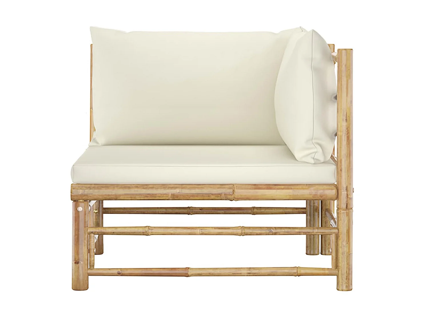 Canapés de jardin 2 pcs avec coussins blanc crème Bambou