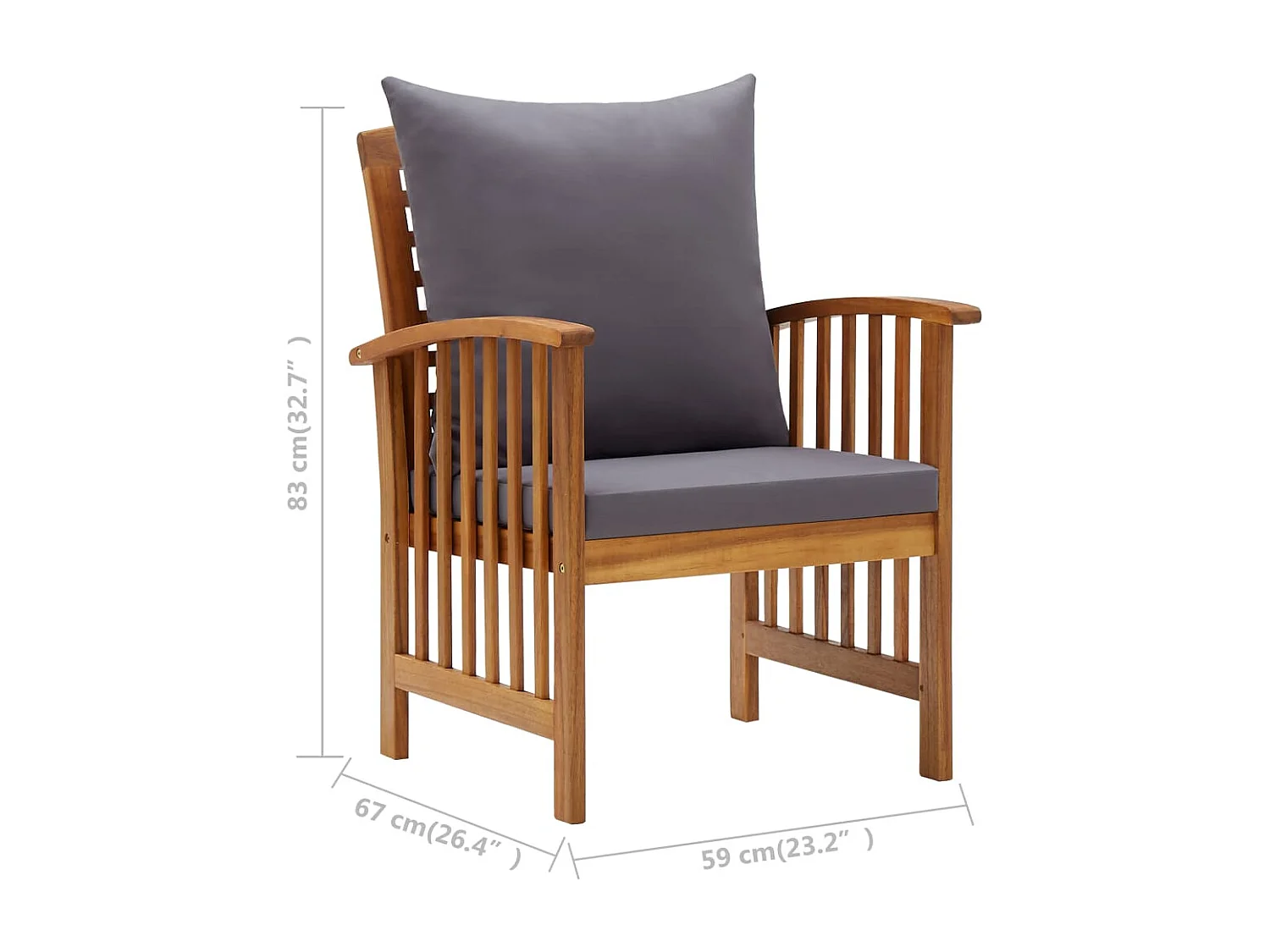 Salon de jardin 5 pcs avec coussins Bois d'acacia solide 9