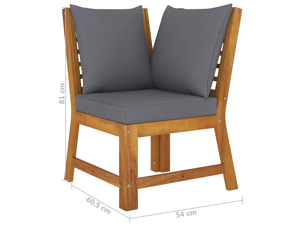 Salon de jardin 4 pcs avec coussin Bois d'acacia solide 7