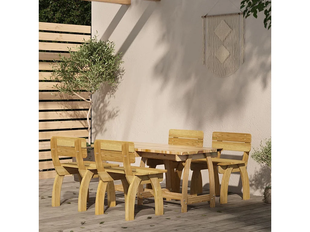 Mobilier de salle à manger de jardin 5 pcs Bois de pin imprégné 2