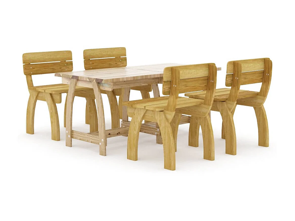 Mobilier de salle à manger de jardin 5 pcs Bois de pin imprégné 2