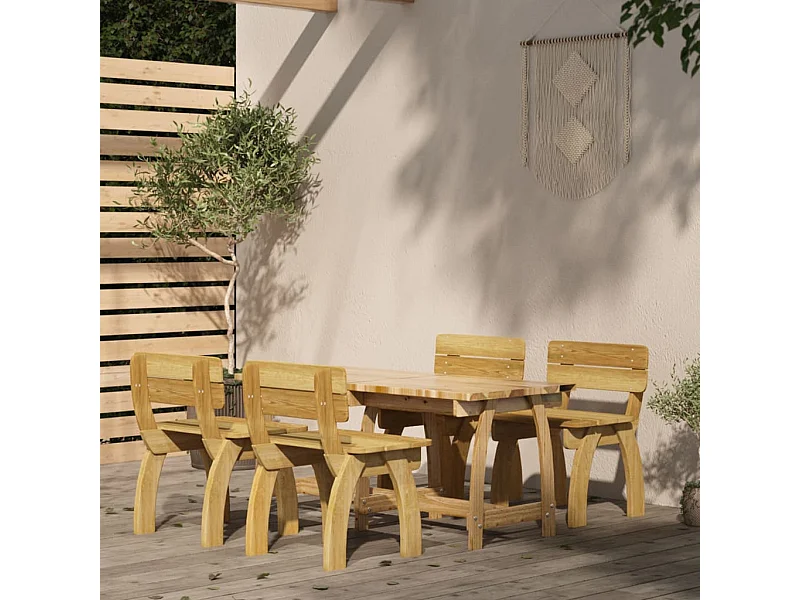 Mobilier de salle à manger de jardin 5 pcs Bois de pin imprégné 2