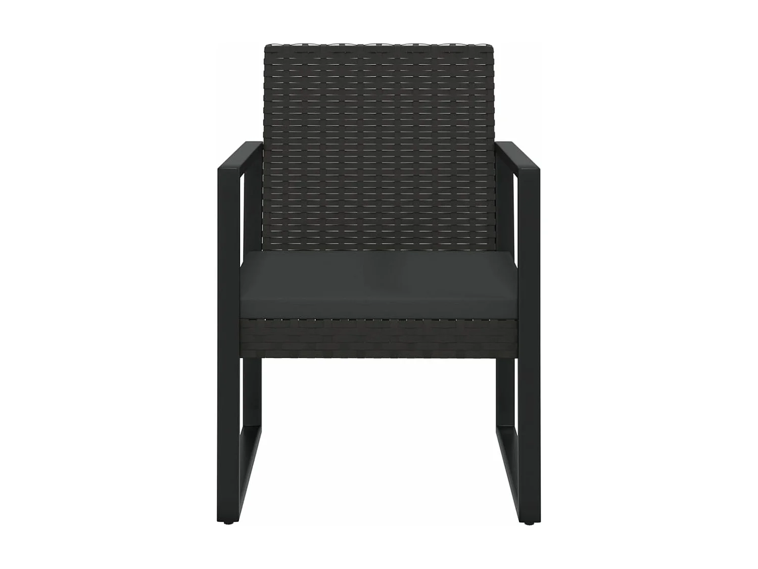 Salon de jardin 3 pcs avec coussins Noir Résine tressée 2