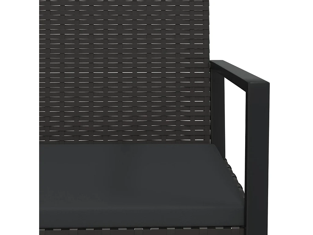 Salon de jardin 3 pcs avec coussins Noir Résine tressée 2