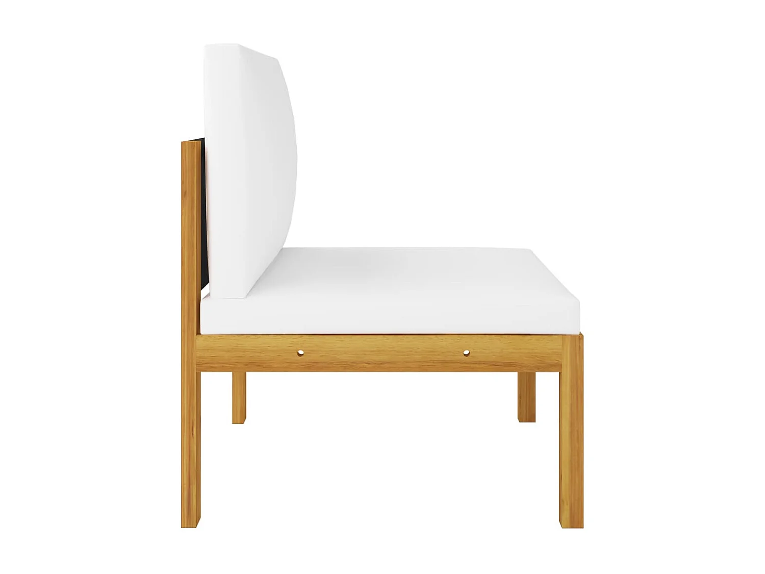 Salon de jardin 5 pcs avec coussins Crème Bois d'acacia solide 2