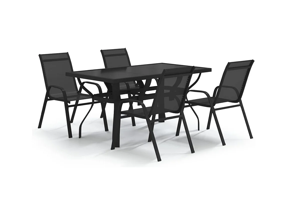 Ensemble de salle à manger de jardin 5 pcs Noir 36