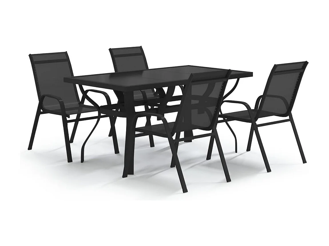Ensemble de salle à manger de jardin 5 pcs Noir 36