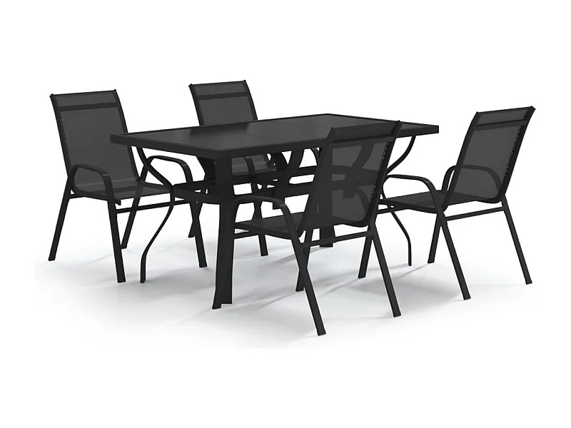 Ensemble de salle à manger de jardin 5 pcs Noir 36