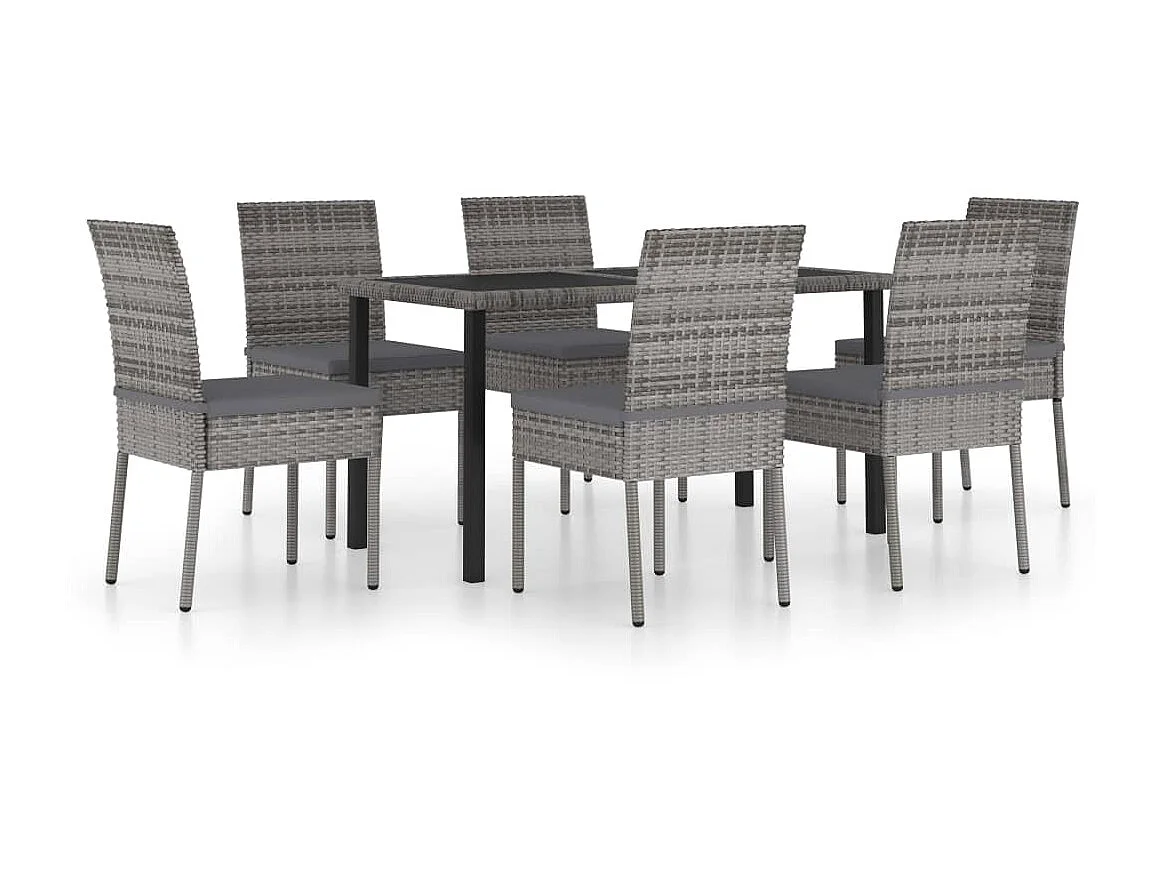 Ensemble de salle à manger de jardin 7 pcs Résine tressée Gris 2