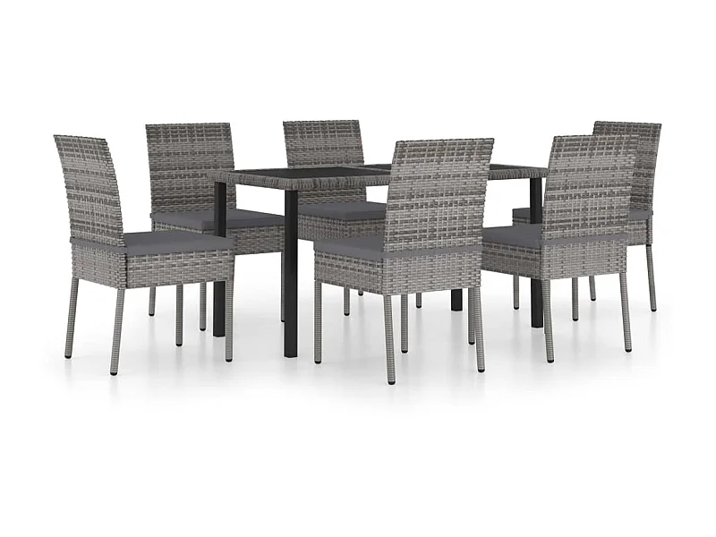 Ensemble de salle à manger de jardin 7 pcs Résine tressée Gris 2