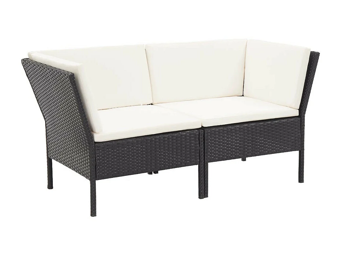 Salon de jardin 8 pcs avec coussins Résine tressée Noir 52