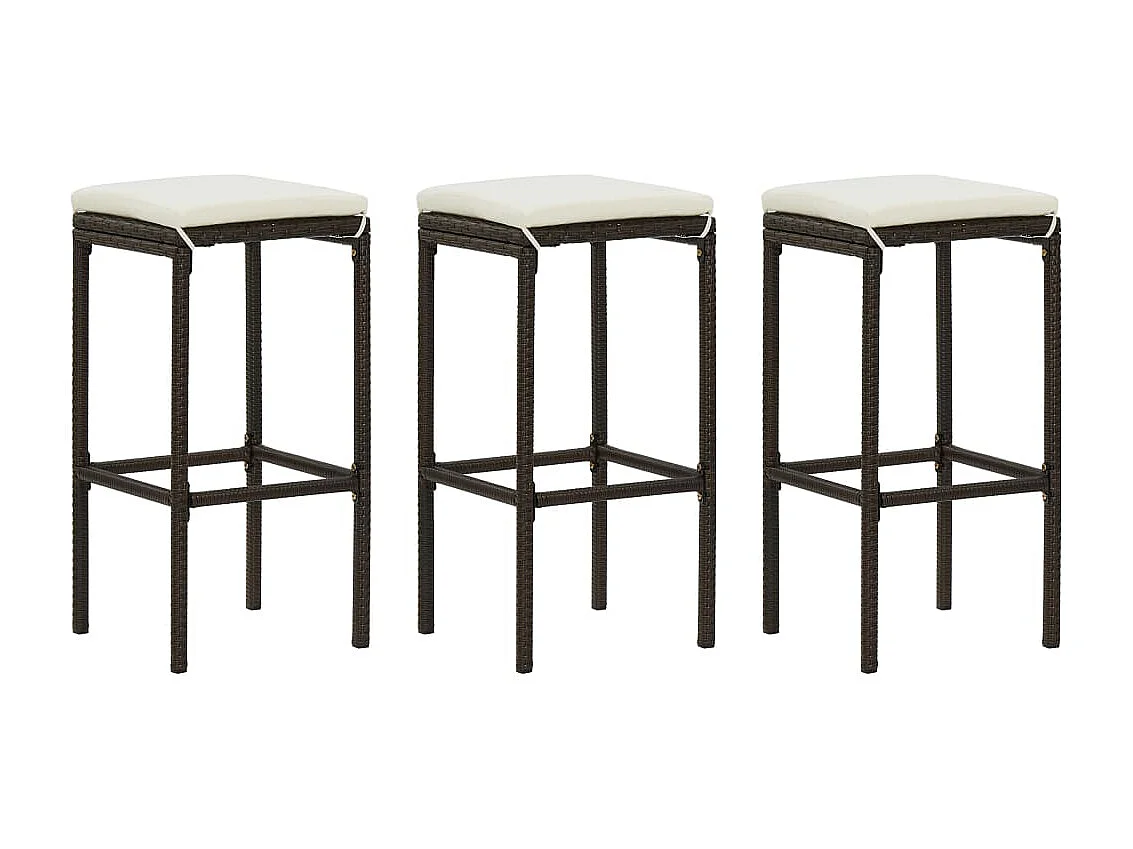 Ensemble de bar de jardin avec coussins 4 pcs Marron