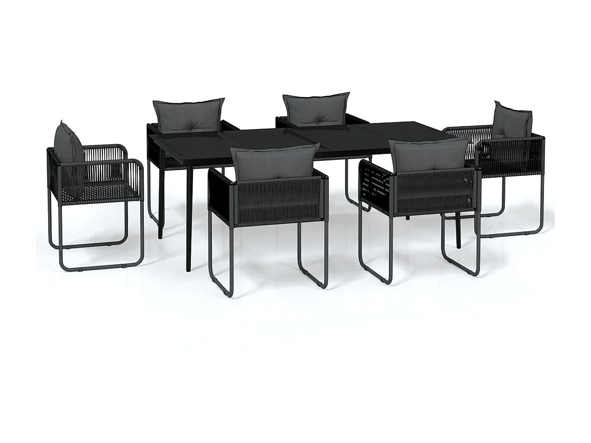 Ensemble de salle à manger de jardin 7 pcs Noir 37