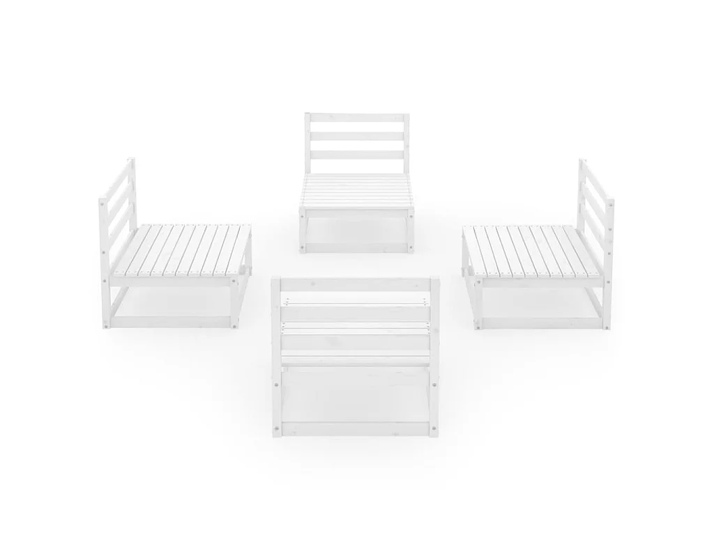 Salon de jardin 4 pcs Blanc Bois de pin massif