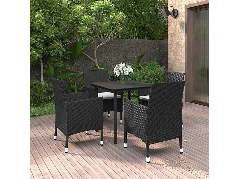 Mobilier à dîner de jardin coussins 5 pcs Résine tressée Verre 8