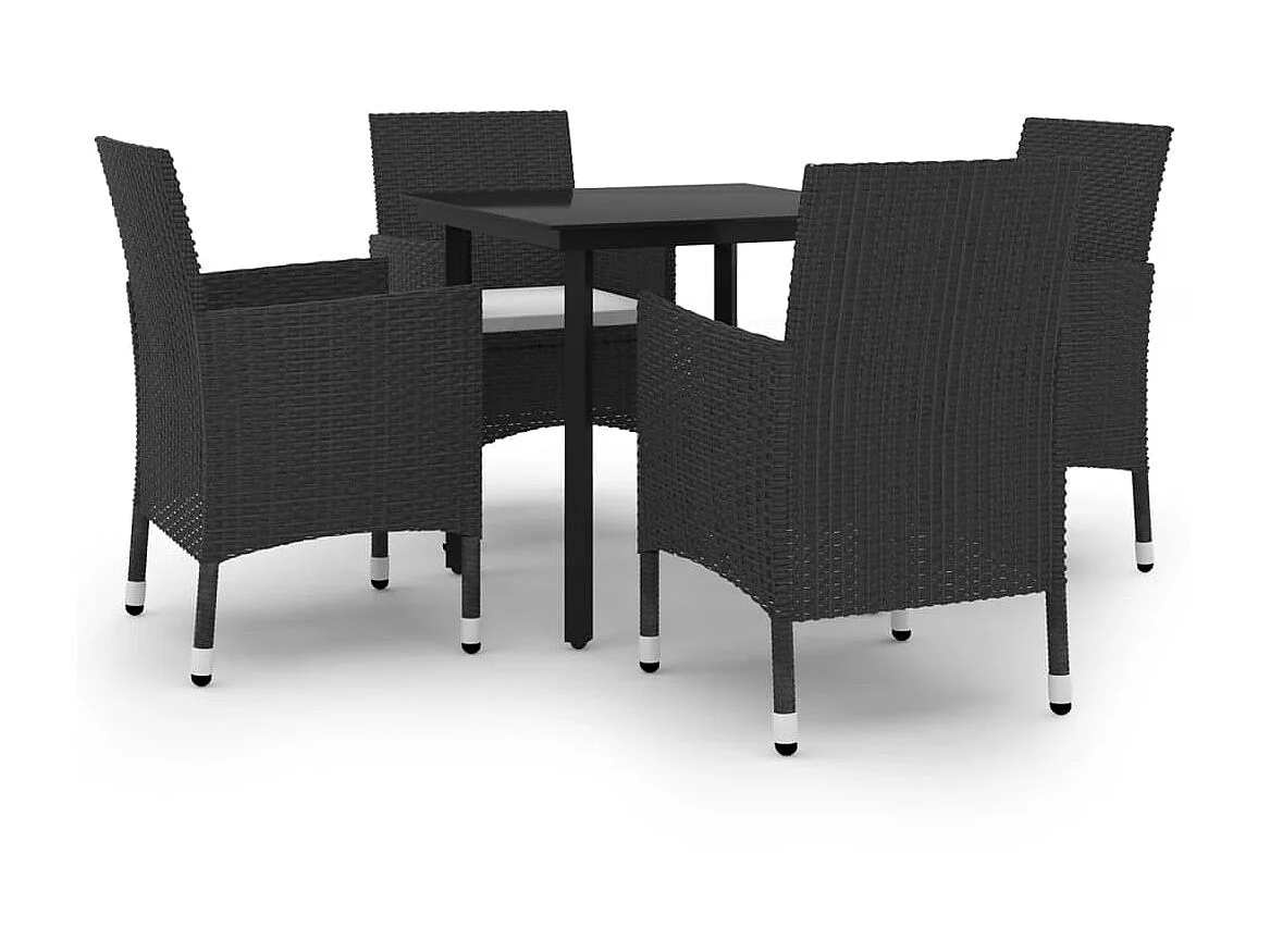 Mobilier à dîner de jardin coussins 5 pcs Résine tressée Verre 8