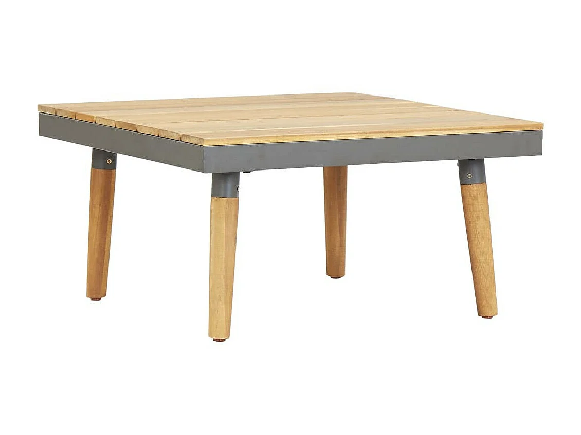 Juego muebles de jardín 7 plazas y cojines madera acacia marrón