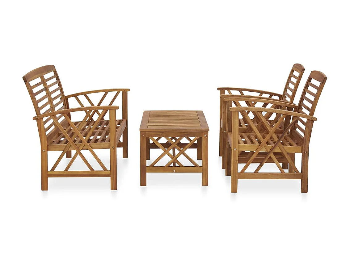 Salon de jardin 4 pcs Bois d'acacia solide 3