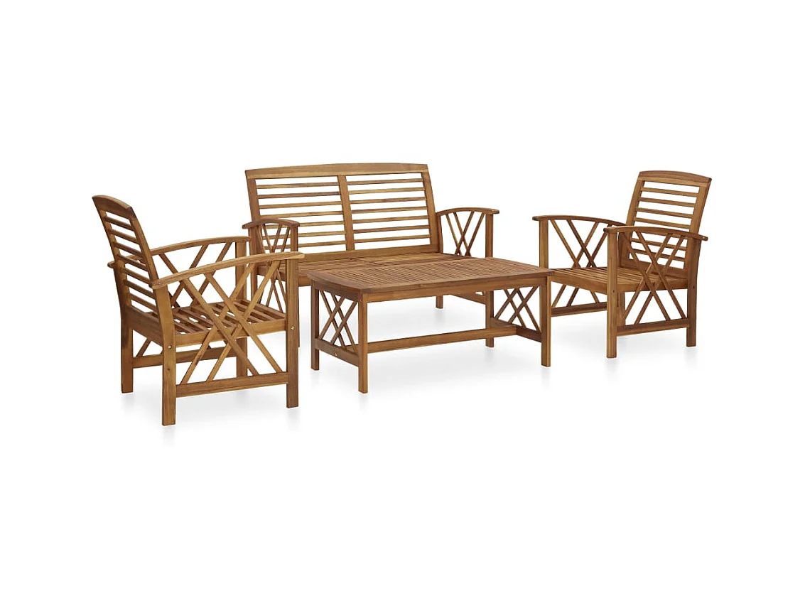 Salon de jardin 4 pcs Bois d'acacia solide 3