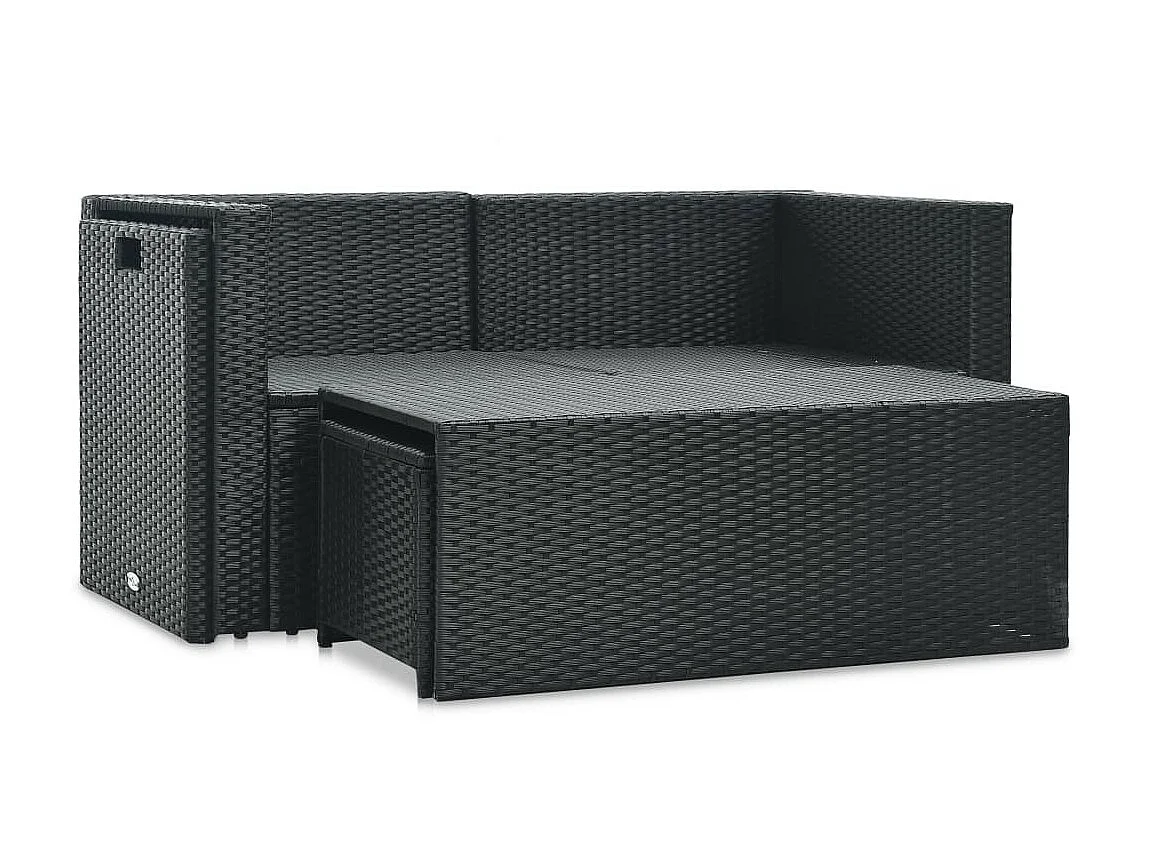 Salon de jardin 6 pcs avec coussins Résine tressée Noir 37