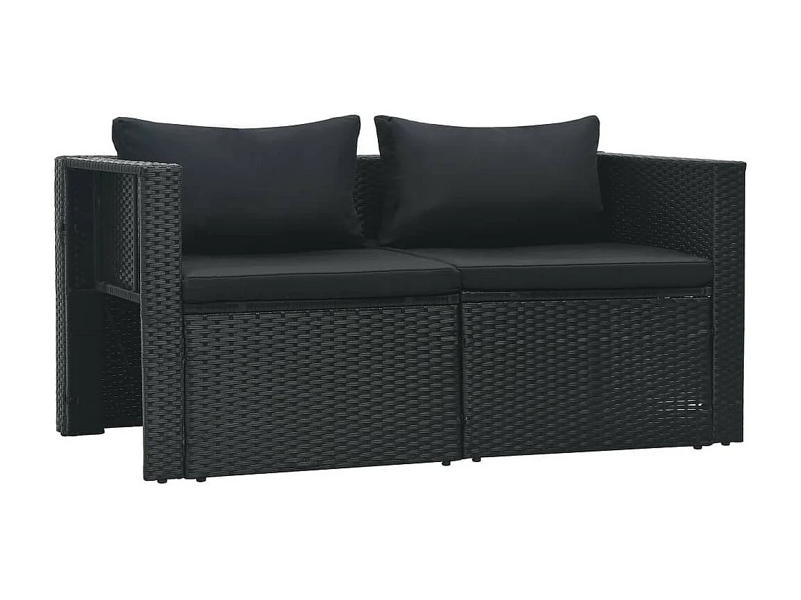 Salon de jardin 6 pcs avec coussins Résine tressée Noir 37