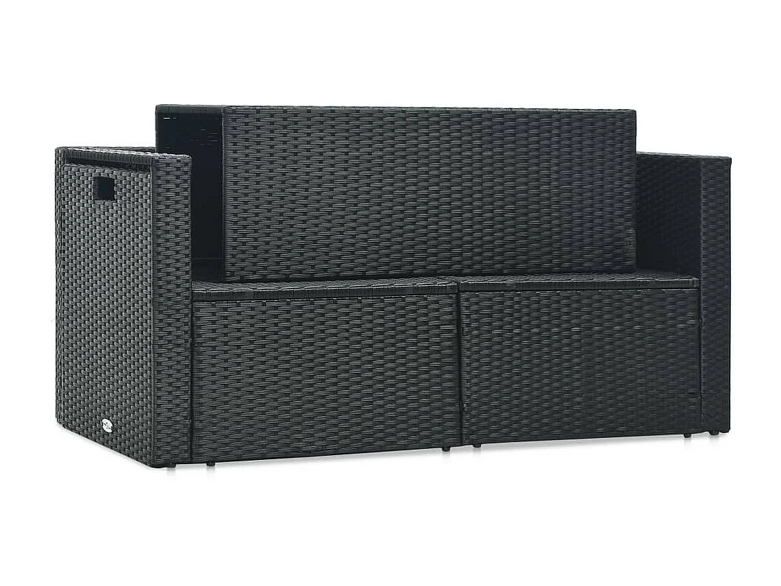 Salon de jardin 6 pcs avec coussins Résine tressée Noir 37