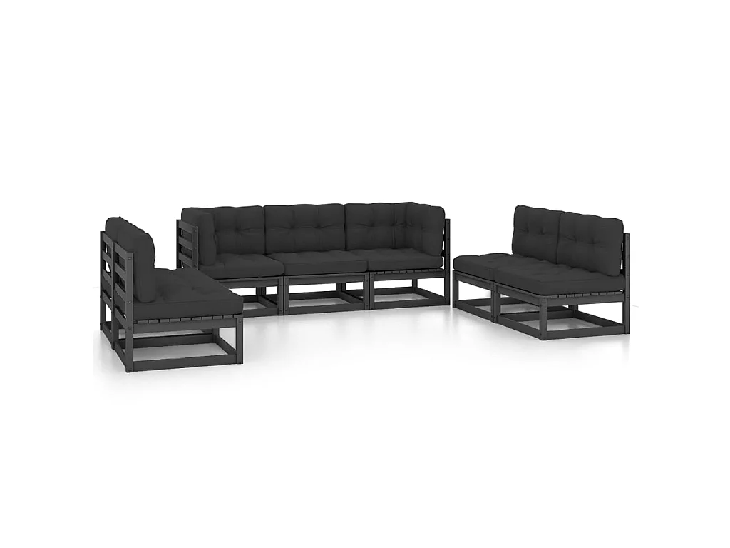 Salon de jardin 7 pcs avec coussins Bois de pin massif 71