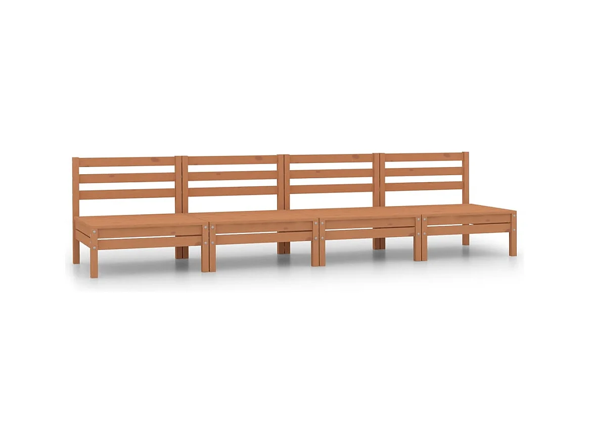 Salon de jardin 4 pcs Marron miel Bois de pin massif 8