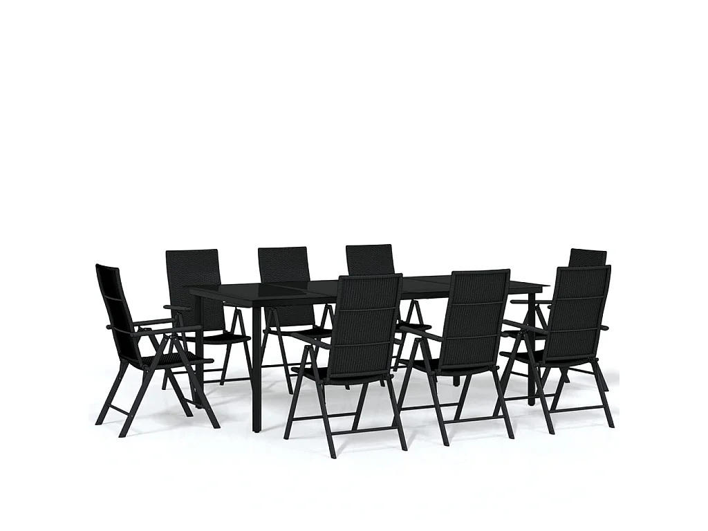 Ensemble de salle à manger de jardin 9 pcs Noir 5
