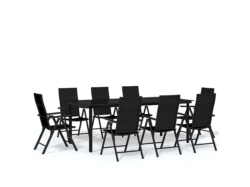 Ensemble de salle à manger de jardin 9 pcs Noir 5