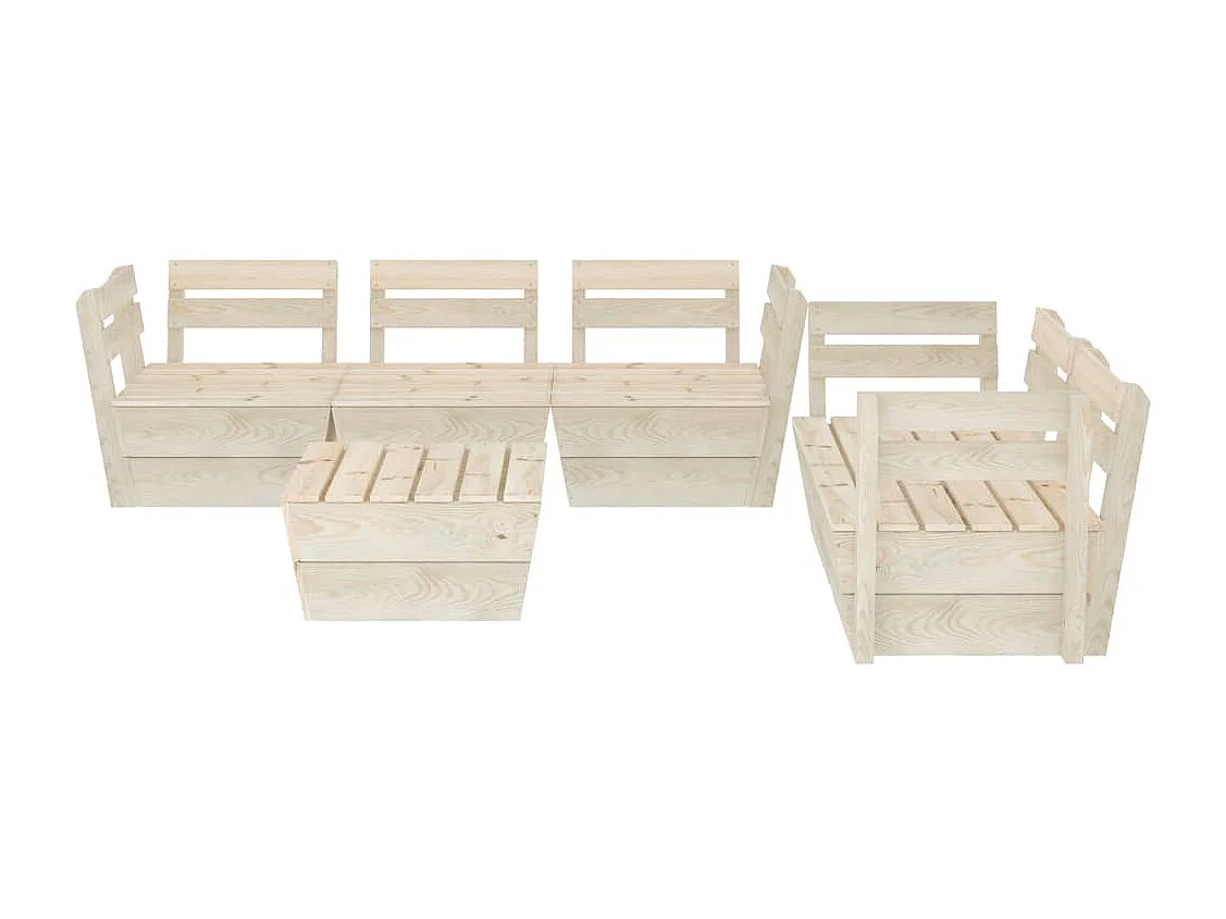 Salon de jardin palette 6 pcs Bois d'épicéa imprégné 3