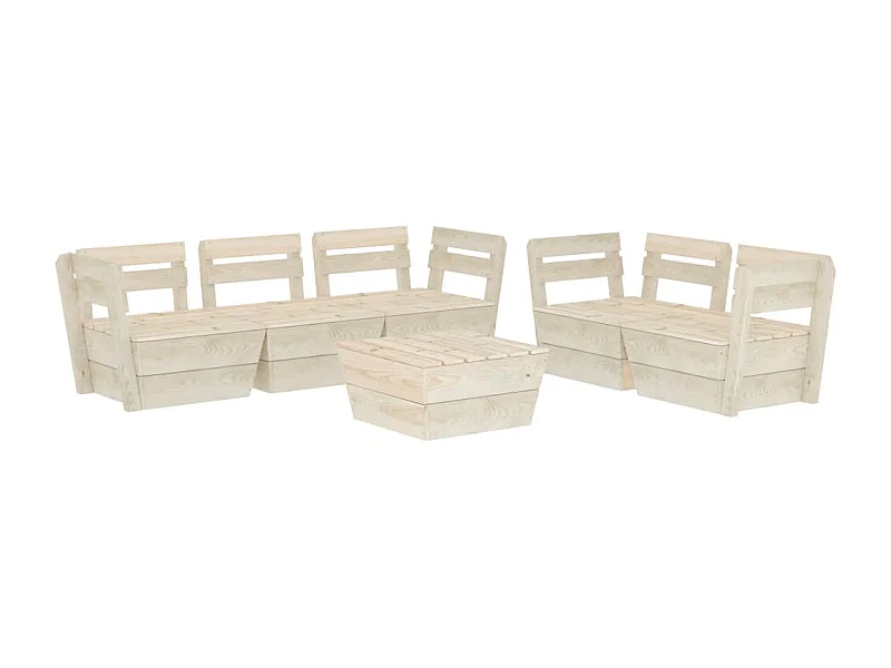 Salon de jardin palette 6 pcs Bois d'épicéa imprégné 3