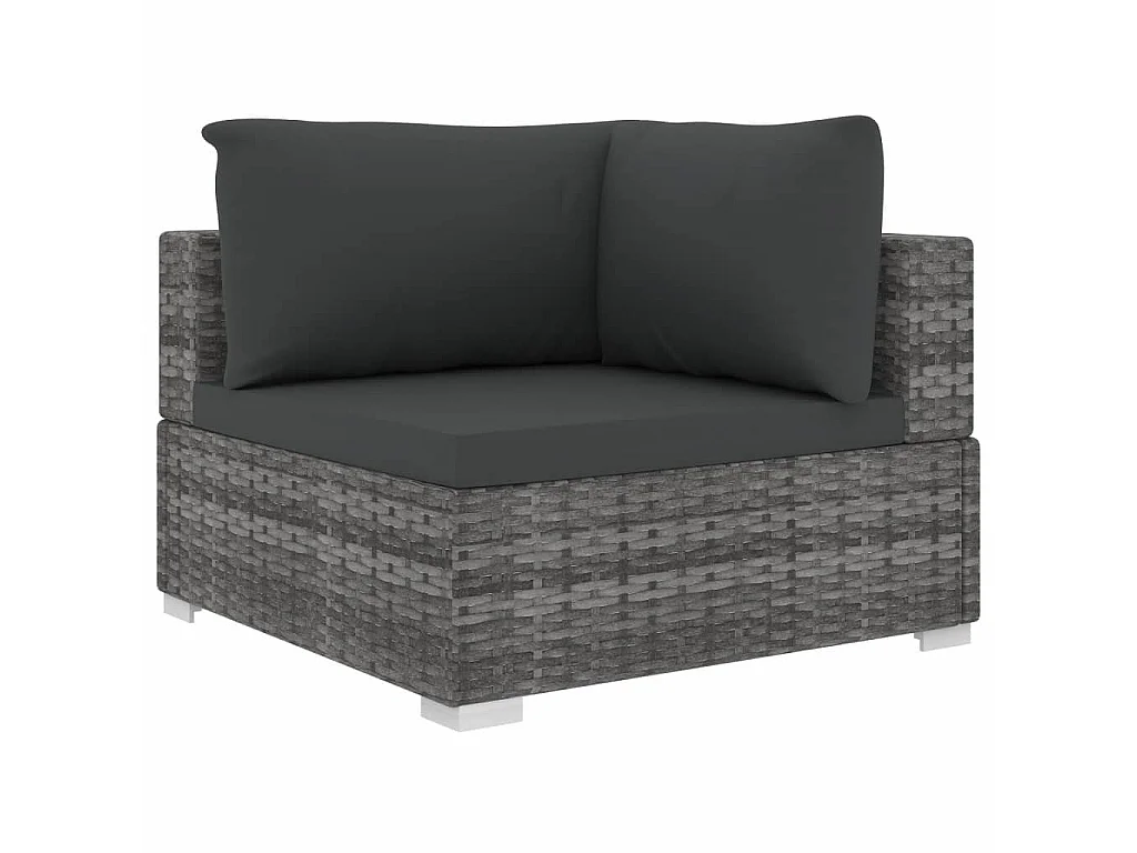 Salon de jardin 6 pcs avec coussins Résine tressée Gris 24