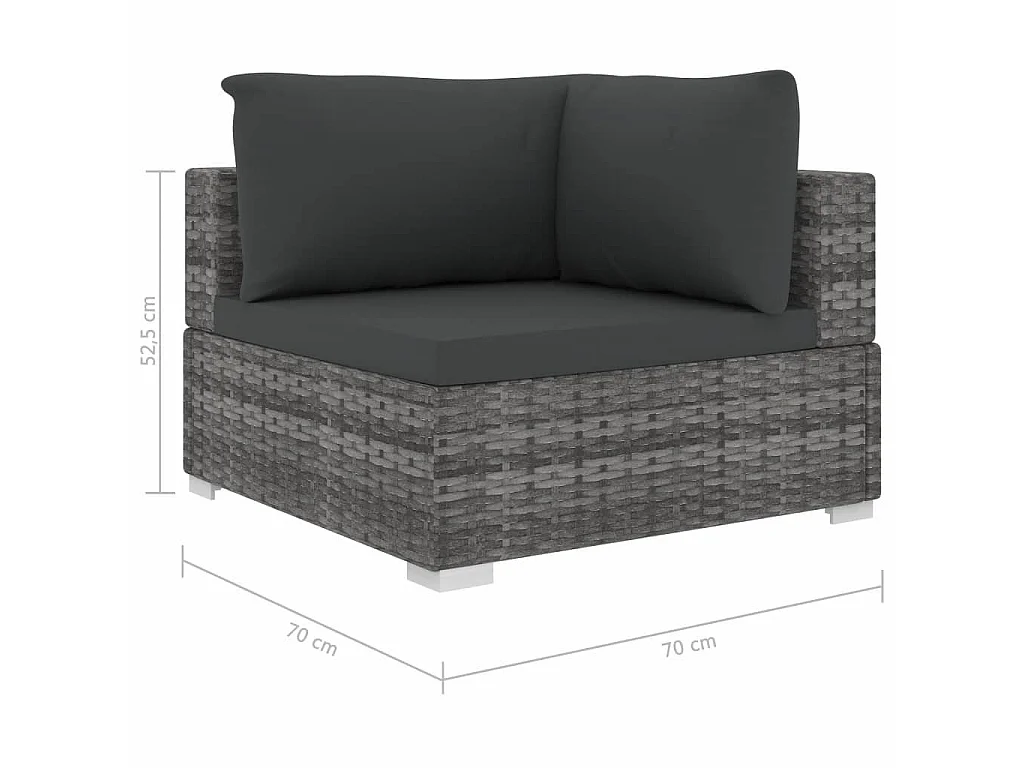 Salon de jardin 6 pcs avec coussins Résine tressée Gris 24