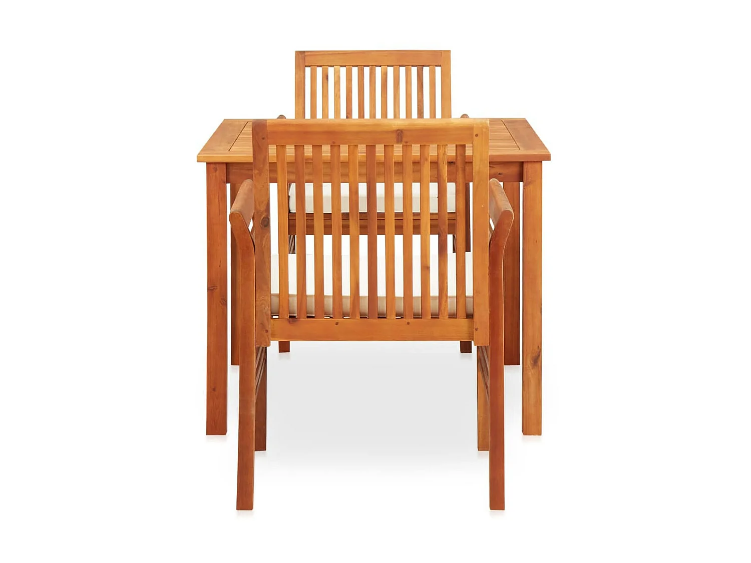 Mobilier à dîner d'extérieur 3 pcs et coussins Acacia solide