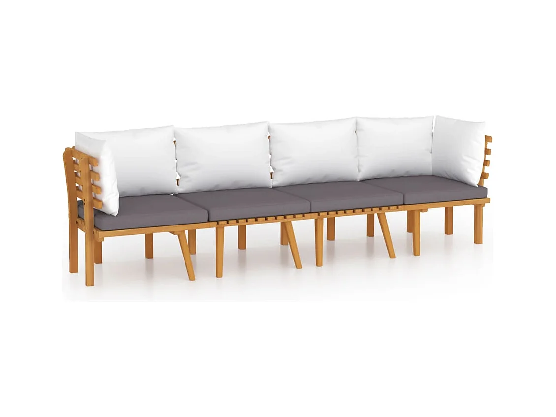Salon de jardin 4 pcs avec coussins Bois d'acacia solide